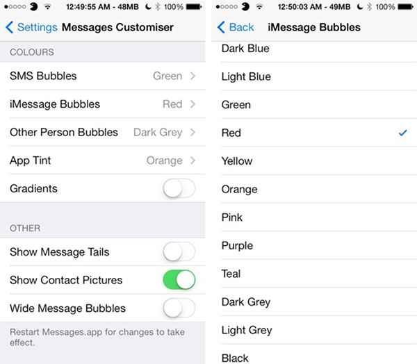 Chọn App Tint để thay đổi màu hình nền của tin nhắn theo ý bạn
