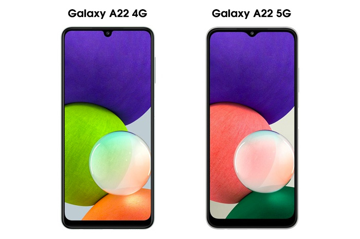 So sánh màn hình Galaxy a22 4G và 5G