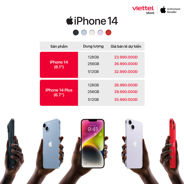 Giá bán iphone 14 tại Viettel Store