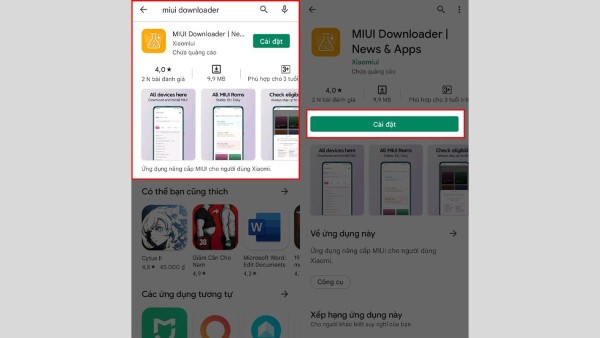 Tìm ứng dụng MIUI Downloader, sau đó tải về điện thoại