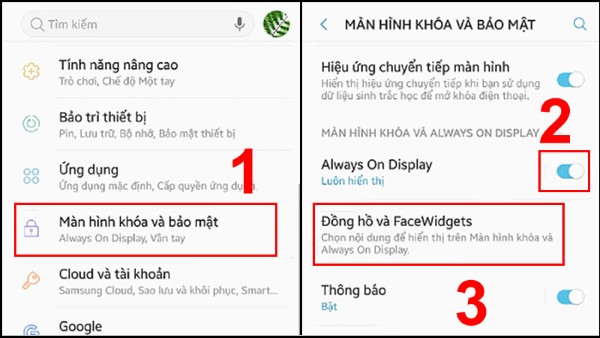 Chọn Đồng hồ và FaceWidgets