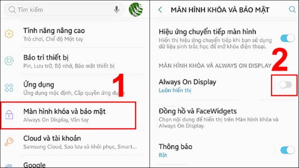 Vào Màn hình khóa và Bảo mật 