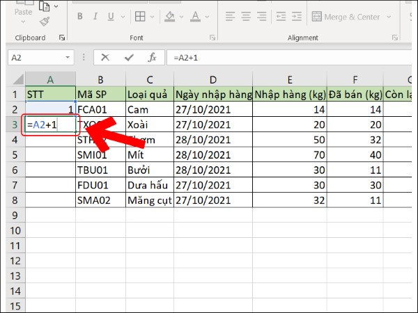 Cách đánh số thứ tự tự nhảy trong Excel.