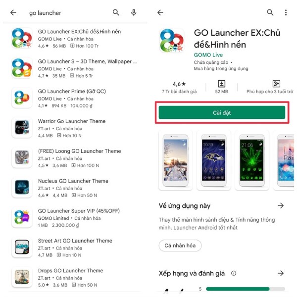 Tải ứng dụng Go Launcher để sử dụng giao diện Giáng Sinh 