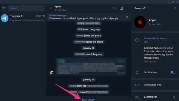 Telegram sẽ tự động mở ứng dụng và hiển thị nhóm tương ứng → Bấm "Join"