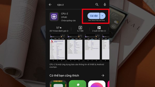 Tải app CPUz từ CH Play