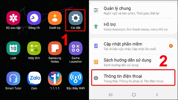 Chọn Thông tin điện thoại