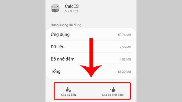 Chọn Xóa dữ liệu và Xóa bộ nhớ đệm