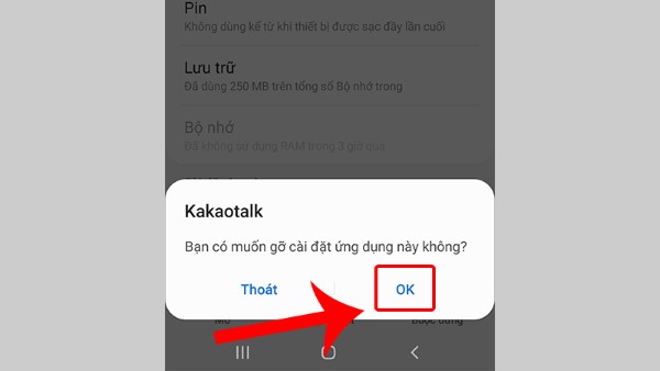 Nhấn OK và xác nhận