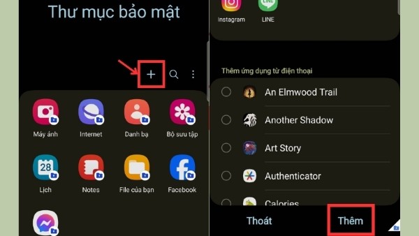 Nhấn vào dấu + và chọn ứng dụng muốn nhân bản