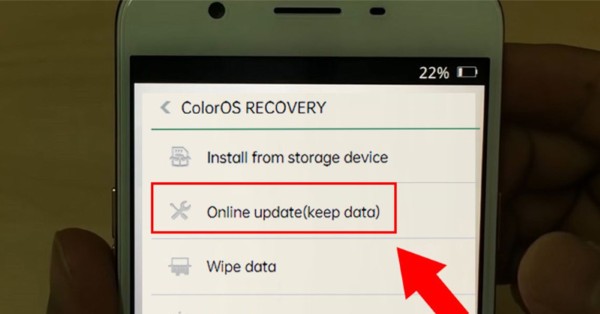 Chọn "Online update (keep data)"