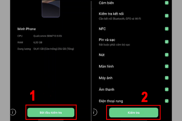 Nhấn Bắt đầu kiểm tra