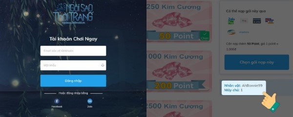 Đăng nhập vào tài khoản game