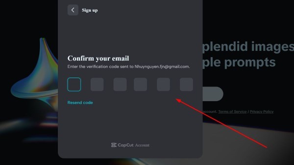 Mở email để lấy mã xác nhận