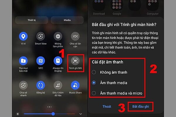 Nhấn biểu tượng Trình ghi màn hình