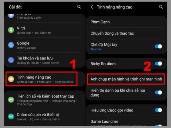 Chọn Ảnh chụp màn hình và Trình ghi màn hình