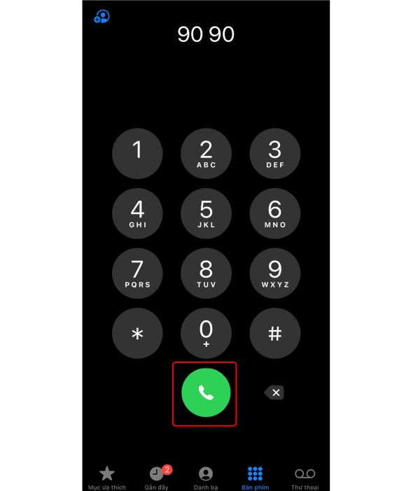 Nhập số 9090 và nhấn Gọi