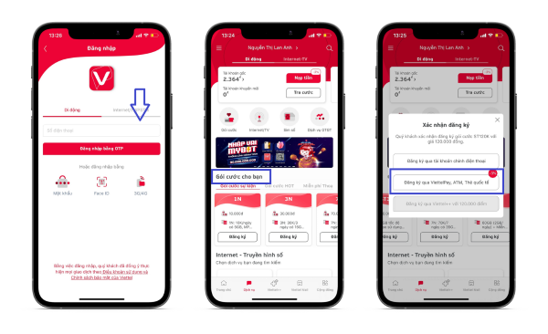 Chọn mục Gói cước Data
