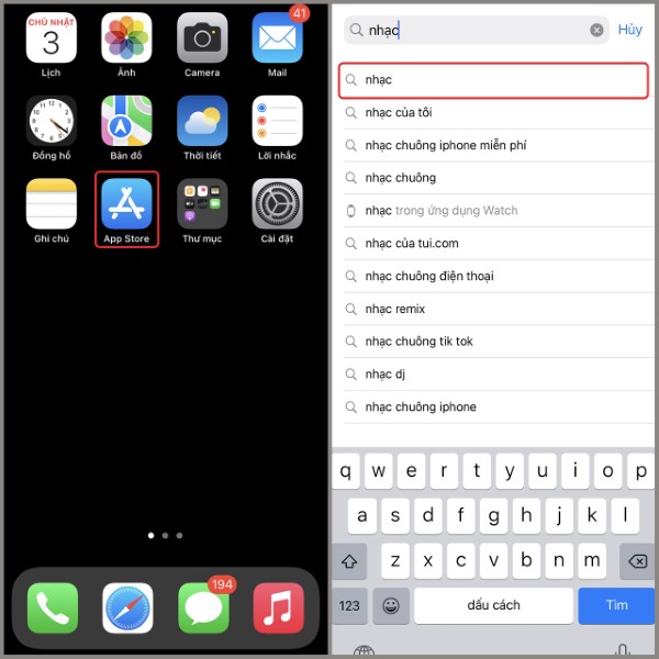 App Store và gõ tên ứng dụng ở ô tìm kiếm