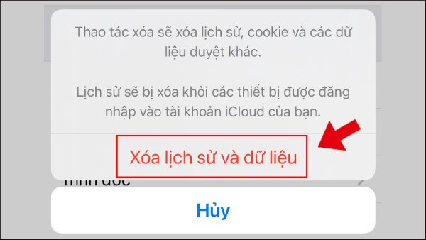 Xác nhận Xóa lịch sử và dữ liệu
