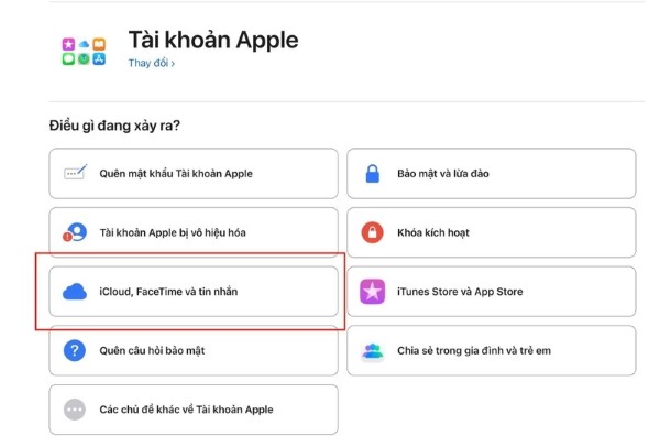 Chọn "iCloud, FaceTime và Tin nhắn"