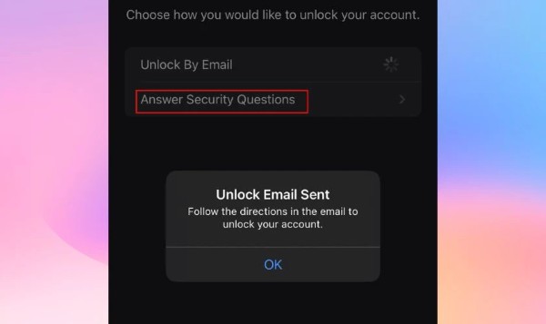 Chọn "Answer Security Questions"