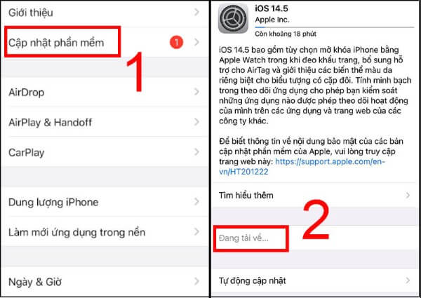 Chọn Cập nhật phần mềm cho iPhone