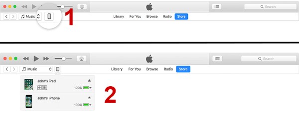 Chọn iPhone trong giao diện iTunes
