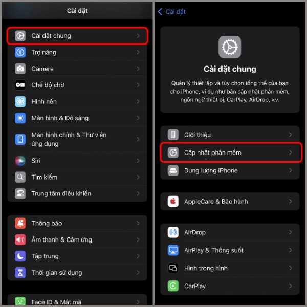 Chọn Cập nhật phần mềm trên iPhone để nâng cấp lên bản iOS mới nhất