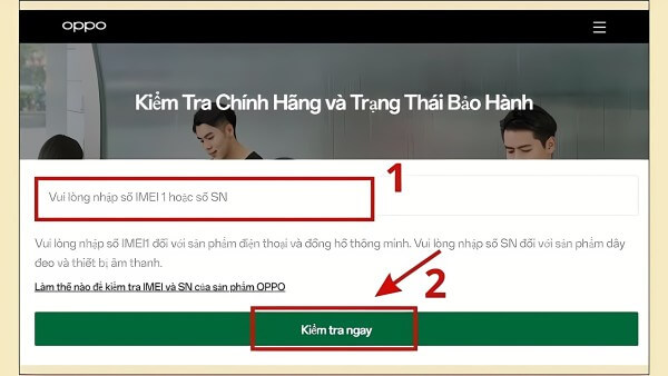 Nhập mã IMEI và nhấn kiểm tra ngay