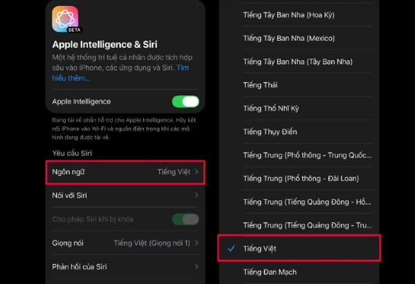 Nhấn chọn Tiếng Việt
